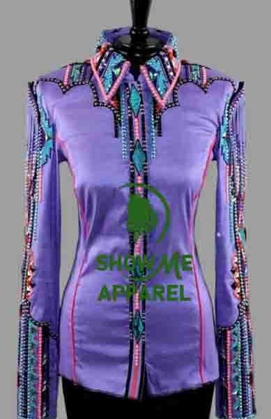 Show Shirt  with Taffeta stretchable fabric. Unique Jewel pieces, with Front hidden zipper gold nail finished.   Shirt-12