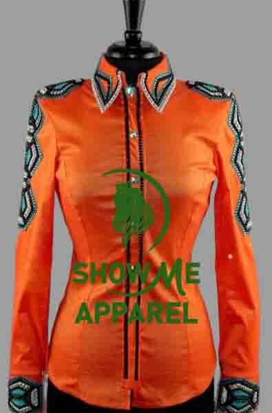 Retro Show Shirt  with Taffeta stretchable fabric. Unique Jewel pieces, with Front hidden zipper gold nail finished.   Shirt-60