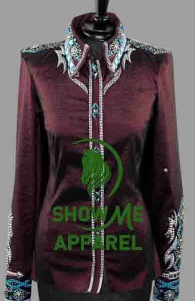 Retro Show Shirt  with Taffeta stretchable fabric. Unique Jewel pieces, with hidden zipper gold nail finished.   Shirt-81