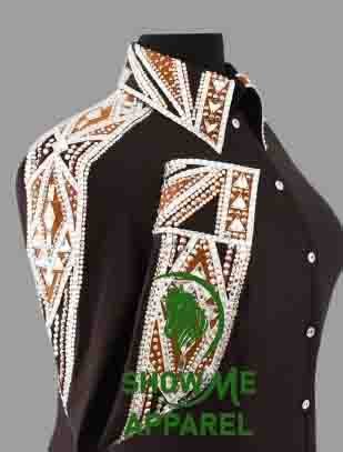 Show Shirt  with Lycra stretchable fabric. Unique Jewel pieces, with Front hidden zipper gold nail finished.   Shirt-11