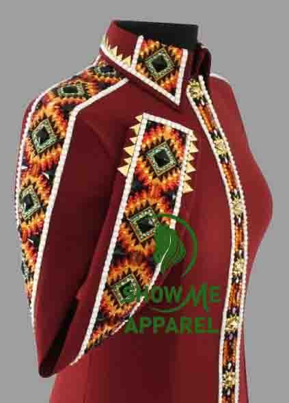 Show Shirt  with Lycra stretchable fabric. Unique Jewel pieces, with Front hidden zipper gold nail finished.   Shirt-6