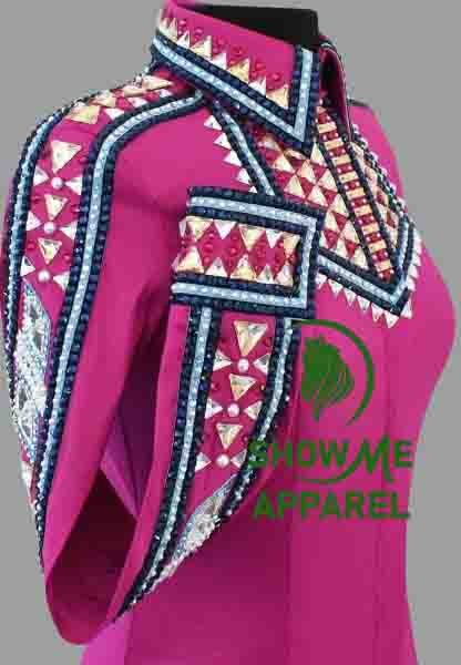 Retro Show Shirt  with Taffeta stretchable fabric. Unique Jewel pieces, with hidden zipper gold nail finished.   Shirt-80